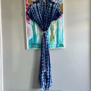 Knox Rose wrap dress in tie dye blue